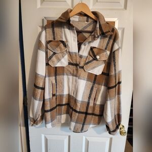 Plaid Button-Up Jacket